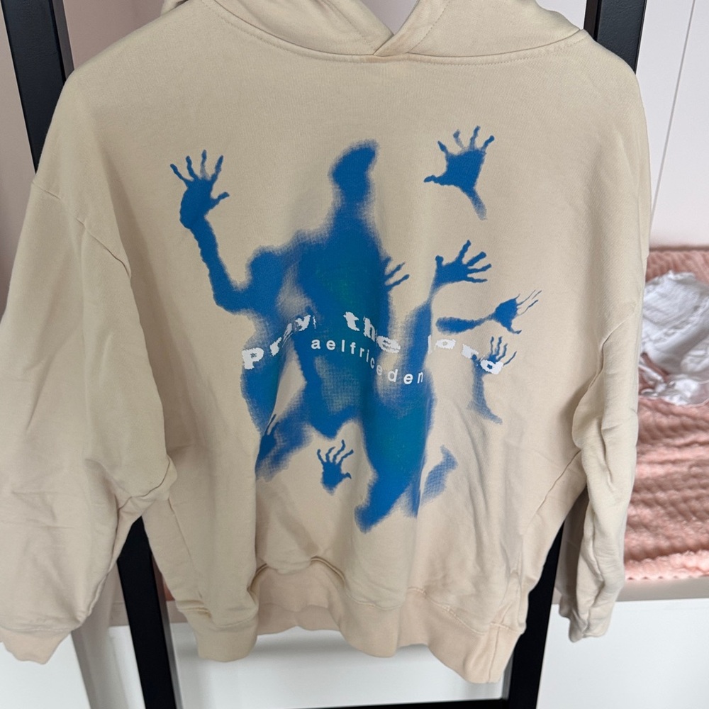 Aelfric Eden Tan Hoodie with Blue Graphic